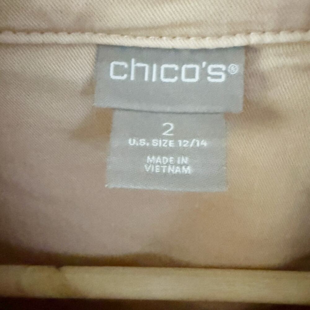CHICO'S | Blush Pink Moto Style Jacket Asymmetrical Zip Cotton Lyocell | Large - Picture 4 of 8